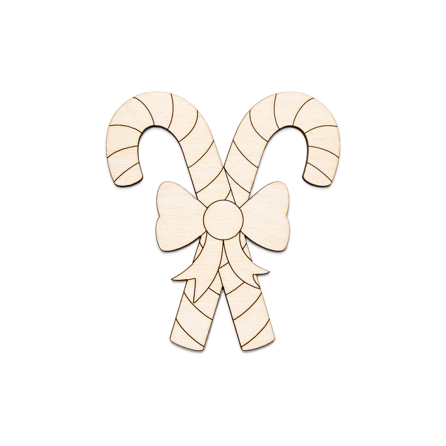 Candy Canes Crossed With Bow-Wood Cutout-Holiday Candy Decor-Christmas Decor-Various Sizes-DIY Crafts-Candy Theme Decor-Sweets And Bows