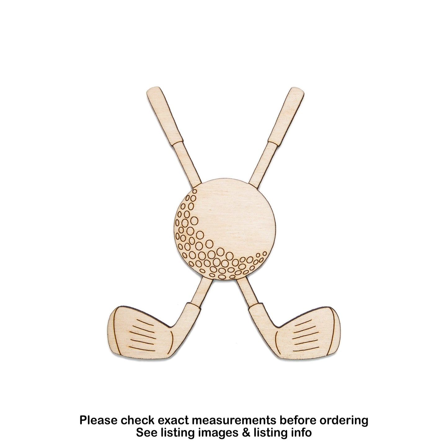 Golf Clubs Crossed With Ball Detail Wood Cutout- Golfing Theme Decor-Various Sizes-DIY Crafts-Unfinished Wood-Golfer Accents-Sports Decor