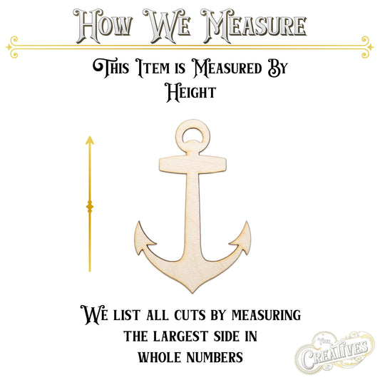 Anchor Blank Wood Cutout - Laser Cut Unfinished Craft Shape - Multiple Sizes