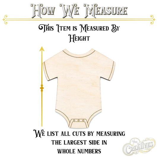 Baby Bodysuit Detailed Wood Cutout - Laser Cut Unfinished Craft Shape - Multiple Sizes