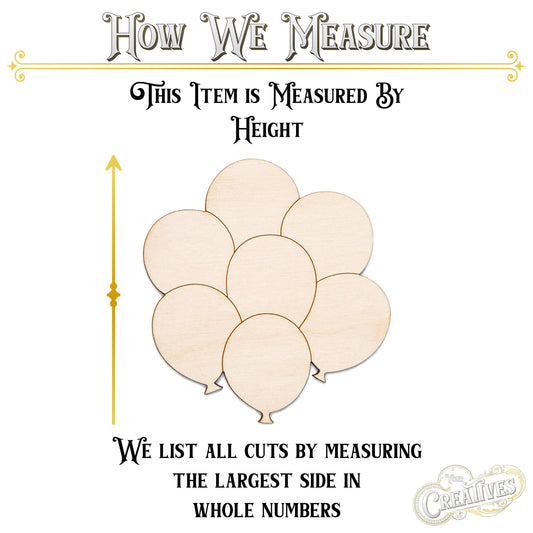 Balloon Bunch Wood Cutout - Laser Cut Unfinished Craft Shape - Multiple Sizes