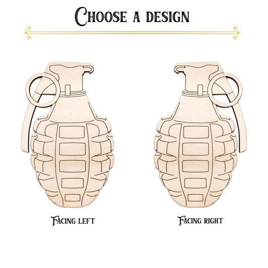 Grenade Detailed Wood Cutout - Laser Cut Unfinished Craft Shape - Multiple Sizes