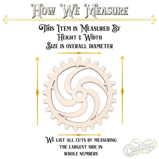 Spiral Gear Wood Cutout - Laser Cut Unfinished Craft Shape - Multiple Sizes
