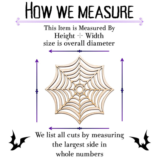 Spider Web Round Wood Cutout - Laser Cut Unfinished Craft Shape - Multiple Sizes