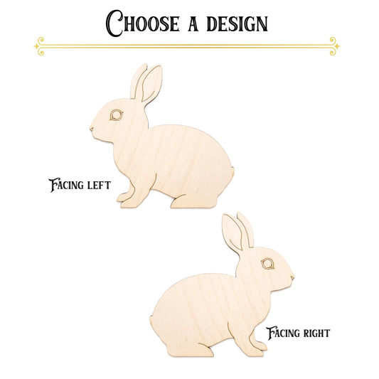 Rabbit Wood Cutout - Laser Cut Unfinished Craft Shape - Multiple Sizes