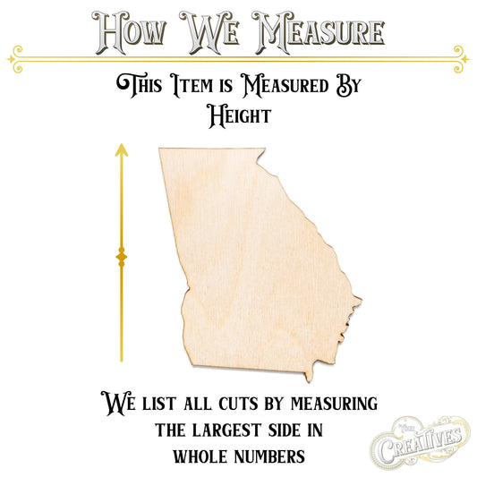 Georgia State Wood Cutout - Laser Cut Unfinished Craft Shape - Multiple Sizes