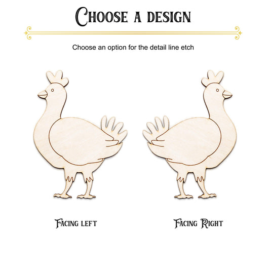 Hen Cute Wood Cutout - Laser Cut Unfinished Craft Shape - Multiple Sizes