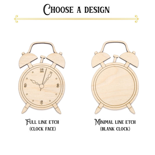 Bell Alarm Clock Wood Cutout - Laser Cut Unfinished Craft Shape - Multiple Sizes