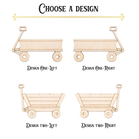 Toy Wagon Detailed Wood Cutout - Laser Cut Unfinished Craft Shape - Multiple Sizes