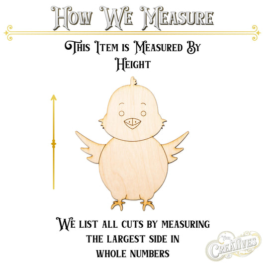 Baby Chick Wood Cutout - Laser Cut Unfinished Craft Shape - Multiple Sizes