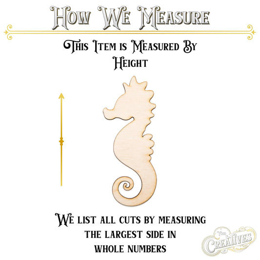 Cute Seahorse Blank Wood Cutout - Laser Cut Unfinished Craft Shape - Multiple Sizes