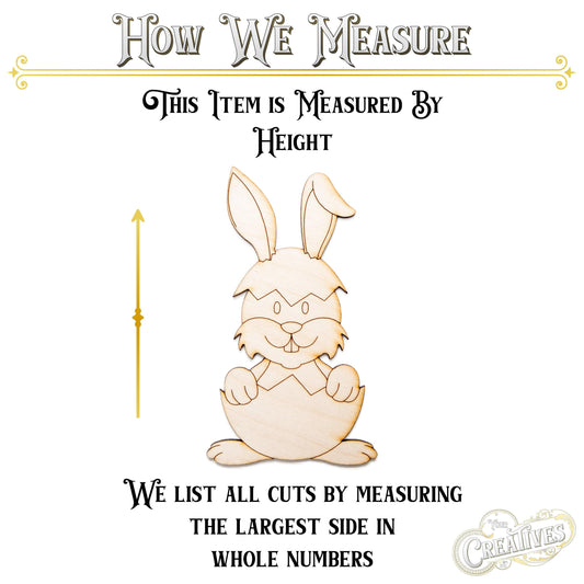 Bunny In Egg Shell Detailed Wood Cutout - Laser Cut Unfinished Craft Shape - Multiple Sizes