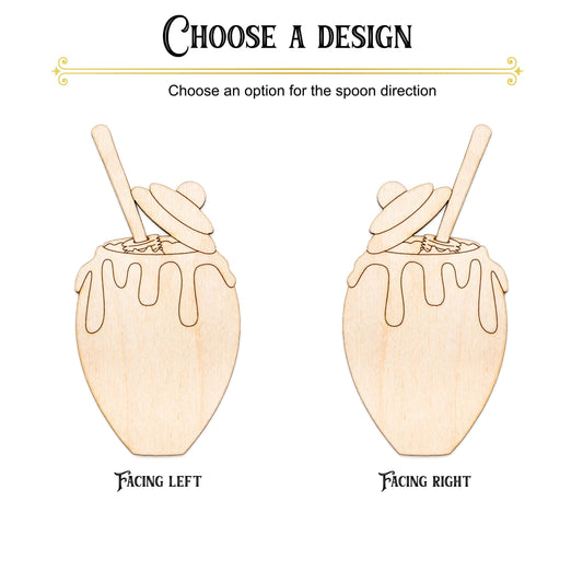 Open Honey Pot Wood Cutout - Laser Cut Unfinished Craft Shape - Multiple Sizes