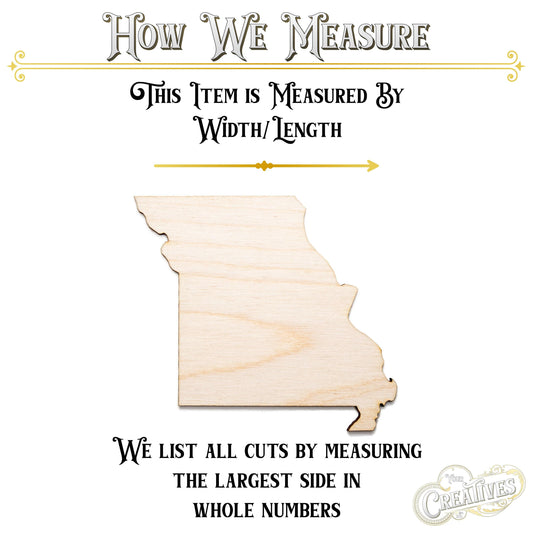 Missouri State Wood Cutout - Laser Cut Unfinished Craft Shape - Multiple Sizes