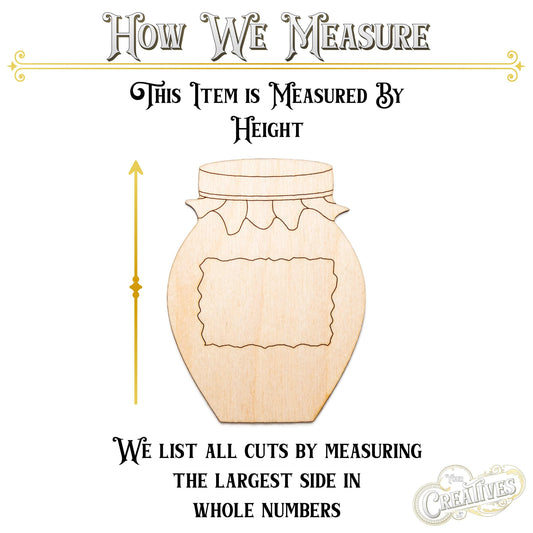 Honey Jar Wood Cutout - Laser Cut Unfinished Craft Shape - Multiple Sizes