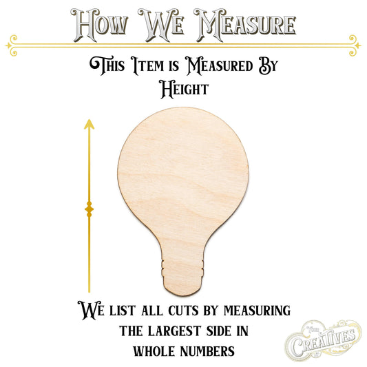 Light Bulb Blank Wood Cutout - Laser Cut Unfinished Craft Shape - Multiple Sizes