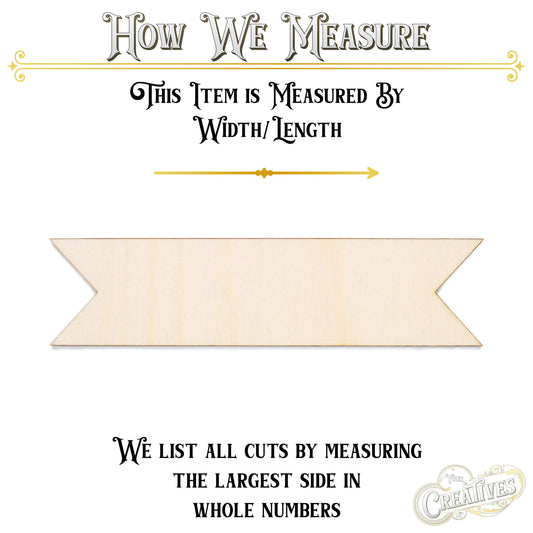 Banner Ribbon Blank Wood Cutout - Laser Cut Unfinished Craft Shape - Multiple Sizes