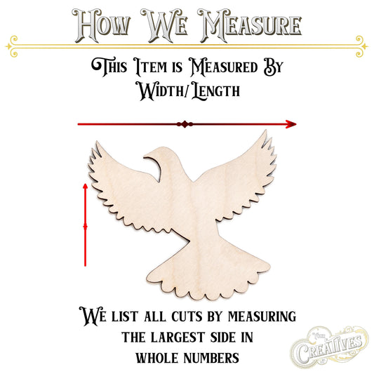 Dove Open Wings Blank Wood Cutout - Laser Cut Unfinished Craft Shape - Multiple Sizes