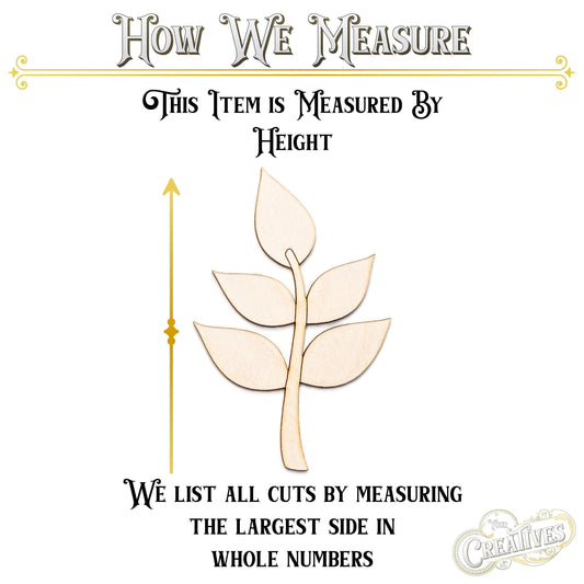 Olive Branch Wood Cutout - Laser Cut Unfinished Craft Shape - Multiple Sizes