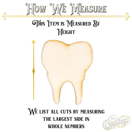 Tooth Wood Cutout - Laser Cut Unfinished Craft Shape - Multiple Sizes