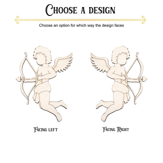 Cupid Wood Cutout - Laser Cut Unfinished Craft Shape - Multiple Sizes