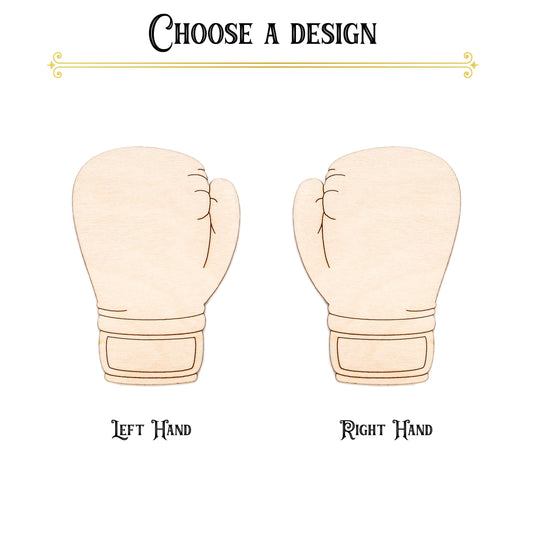 Boxing Glove Back Side Detailed Wood Cutout - Laser Cut Unfinished Craft Shape - Multiple Sizes