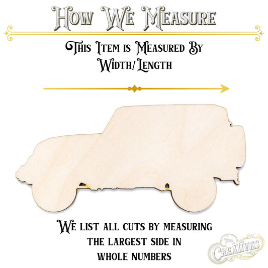 Off Road Vehicle Side View Blank Wood Cutout - Laser Cut Unfinished Craft Shape - Multiple Sizes