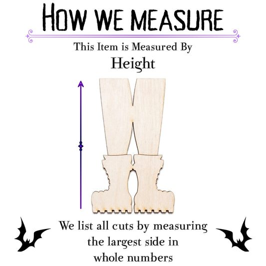 Goth Boots Feet Wood Cutout - Laser Cut Unfinished Craft Shape - Multiple Sizes