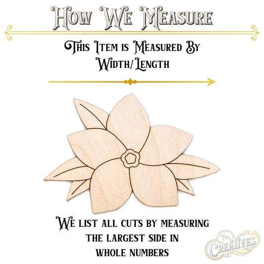 Forget Me Nots With Leaves Wood Cutout - Laser Cut Unfinished Craft Shape - Multiple Sizes