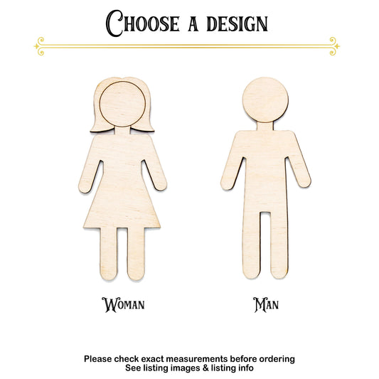 Stick Figure People Wood Cutout - Laser Cut Unfinished Craft Shape - Multiple Sizes
