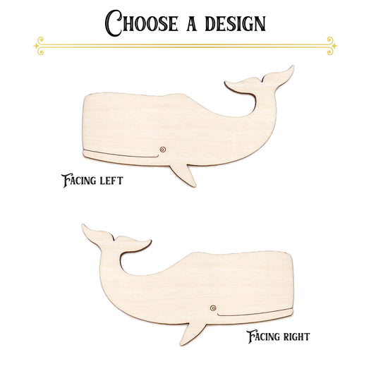 Sperm Whale Detailed Wood Cutout - Laser Cut Unfinished Craft Shape - Multiple Sizes