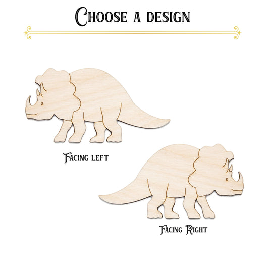 Triceratops Dinosaur Wood Cutout - Laser Cut Unfinished Craft Shape - Multiple Sizes