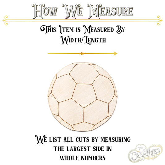 Soccer Ball Detailed Wood Cutout - Laser Cut Unfinished Craft Shape - Multiple Sizes