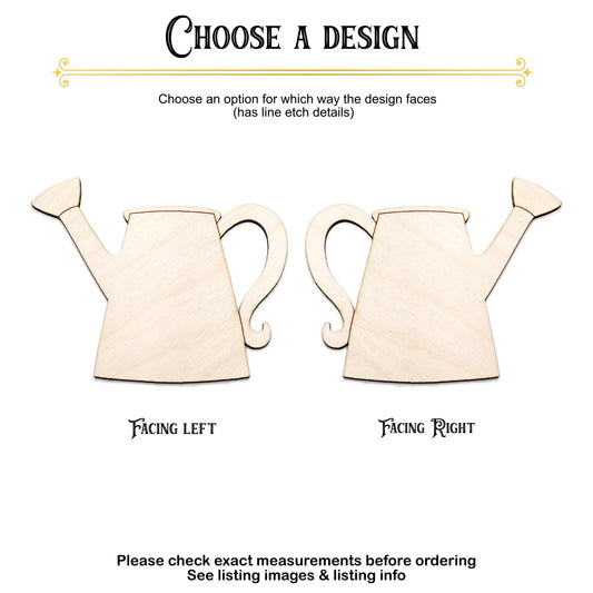Watering Can Wood Cutout - Laser Cut Unfinished Craft Shape - Multiple Sizes