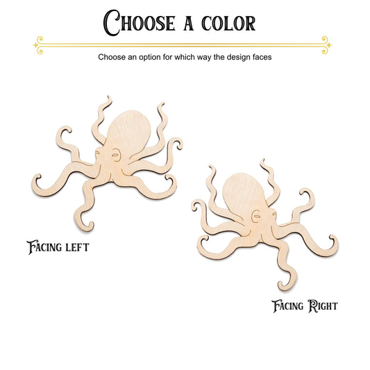 Octopus Wood Cutout - Laser Cut Unfinished Craft Shape - Multiple Sizes