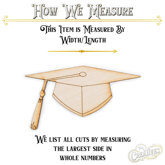 Graduation Cap Wood Cutout - Laser Cut Unfinished Craft Shape - Multiple Sizes