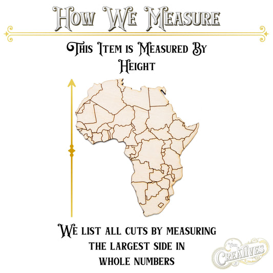 Africa Detailed Wood Cutout - Laser Cut Unfinished Craft Shape - Multiple Sizes