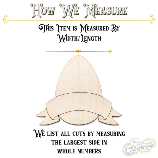 Egg With Banner Wood Cutout - Laser Cut Unfinished Craft Shape - Multiple Sizes