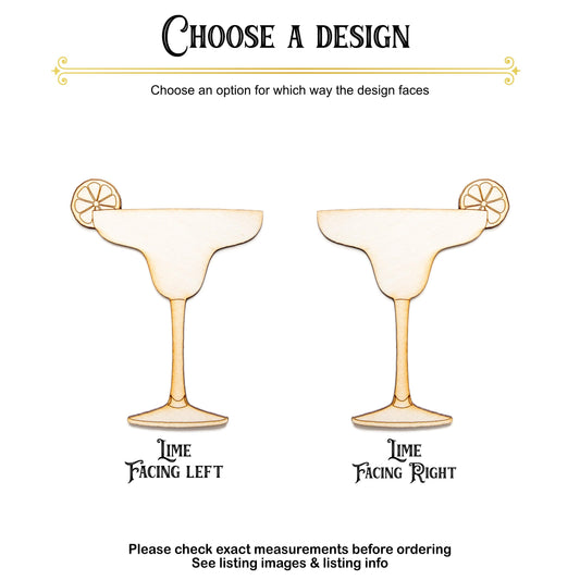 Margarita Glass With Lime Detailed Wood Cutout - Laser Cut Unfinished Craft Shape - Multiple Sizes