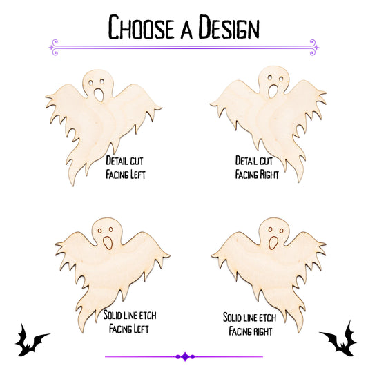 Ghost Shredded Wood Cutout - Laser Cut Unfinished Craft Shape - Multiple Sizes