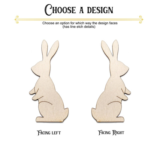 Rabbit Standing Wood Cutout - Laser Cut Unfinished Craft Shape - Multiple Sizes