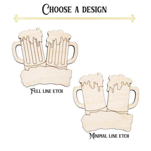 Beer Mug Toast Blank Wood Cutout - Laser Cut Unfinished Craft Shape - Multiple Sizes