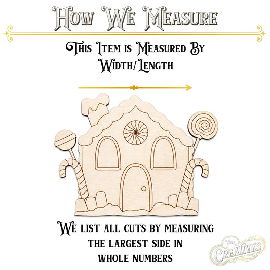 Gingerbread House Detailed Wood Cutout - Laser Cut Unfinished Craft Shape - Multiple Sizes