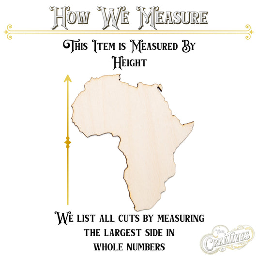 Africa Wood Cutout - Laser Cut Unfinished Craft Shape - Multiple Sizes