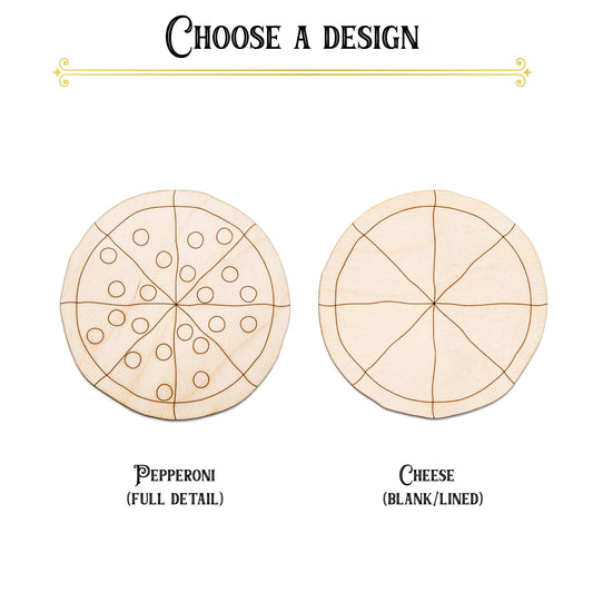 Pizza Whole Detailed Wood Cutout - Laser Cut Unfinished Craft Shape - Multiple Sizes