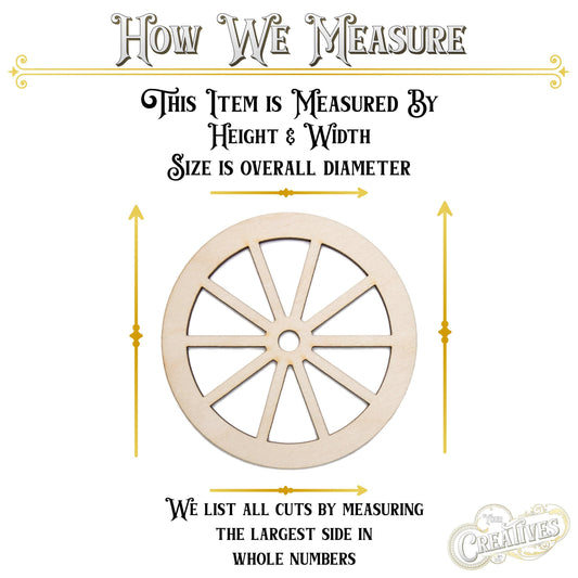 Wheel Wood Cutout - Laser Cut Unfinished Craft Shape - Multiple Sizes