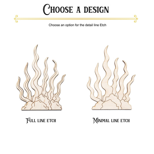Seaweed With Rock Base Wood Cutout - Laser Cut Unfinished Craft Shape - Multiple Sizes