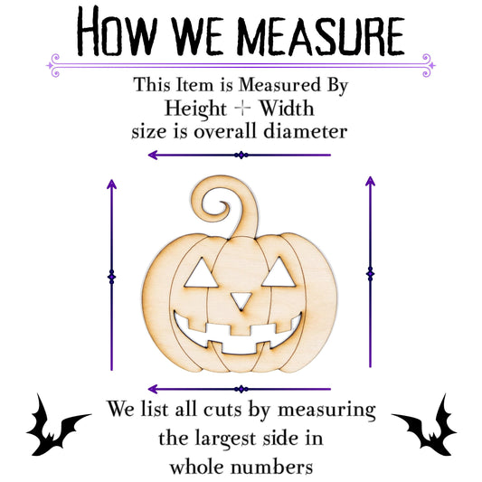 Classic Jack O' Lantern Wood Cutout - Laser Cut Unfinished Craft Shape - Multiple Sizes