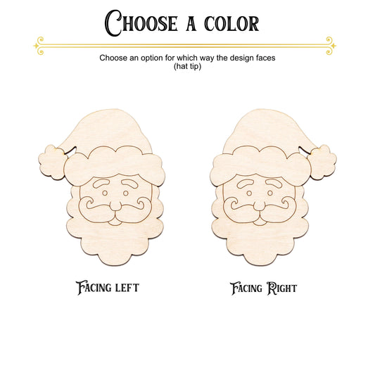 Santa Claus Head Wood Cutout - Laser Cut Unfinished Craft Shape - Multiple Sizes