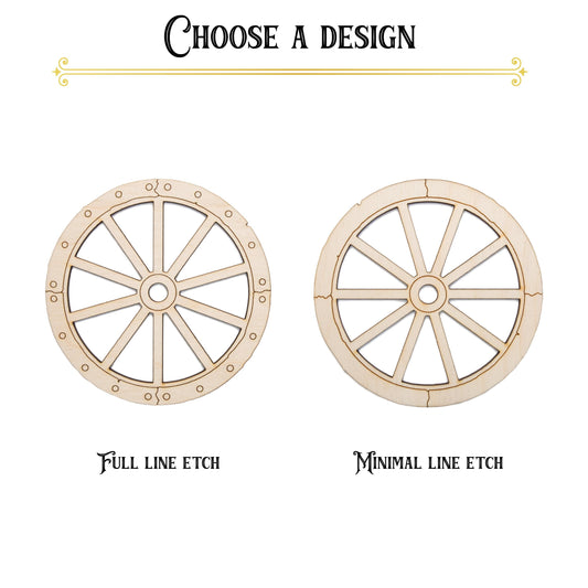Wagon Wheel Wood Cutout - Laser Cut Unfinished Craft Shape - Multiple Sizes